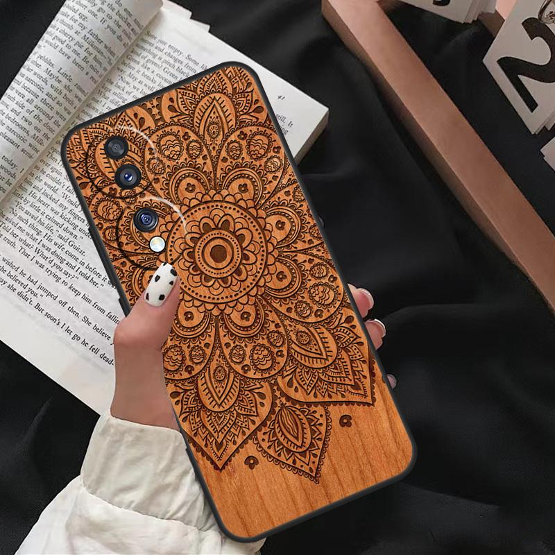 Деревянный чехол с цветочной мандалой для Honor 90 Lite Magic 5 Pro 70 50 10 Honor X8 X7 X9 X9a X8a X7a X6a 9X 8X Задняя крышка