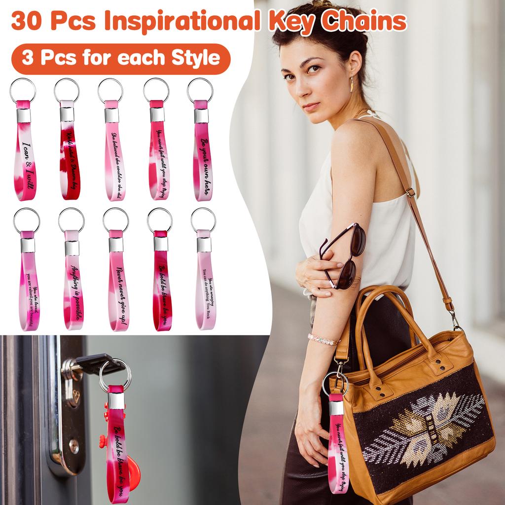 30 шт. Брелок «Спасибо» оптом Подарок сотруднику для поощрения Мотивационный силиконовый брелок Брелки с вдохновляющей цитатой Персонал App