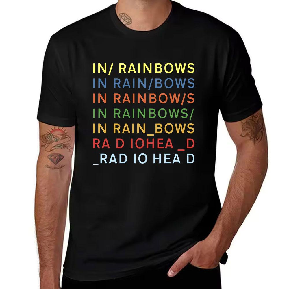 Men's Cotton Short Sleeve T-Shirt Radiohead In Rainbows Graphic Print Casual Tee
