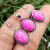 Amazing Pink Turquoise Gemstone 925 Sterling Silver Plated Unisex Earring & Pendant Set OM-99
