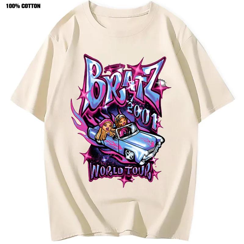 Bratz T Shirts Women Summer Fashion Street Oversized T-shirt Harajuku Y2k Tops Men Women Casual Polyester Short Sleeve Tshirt