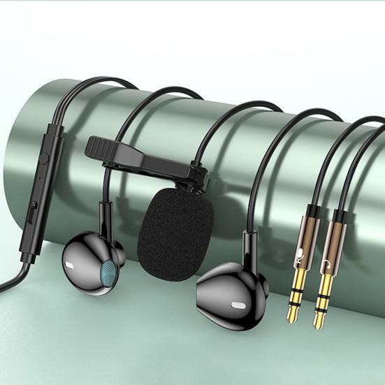 Проводные наушники с микрофоном, двойной штекер 3,5 мм, полувкладыши, шумоподавление, управление линией, запись потоковой передачи в реальном времени, игровые наушники-вкладыши