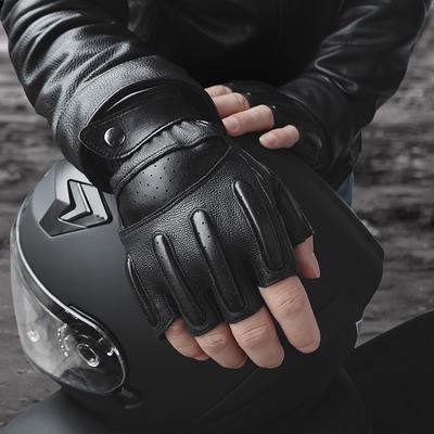 Мотоциклетные перчатки из овчины Дышащие и Нескользящие Летние Мужские из Натуральной Кожи Половина Пальца Спортивные Мотоциклетные Перчатки для Езды
