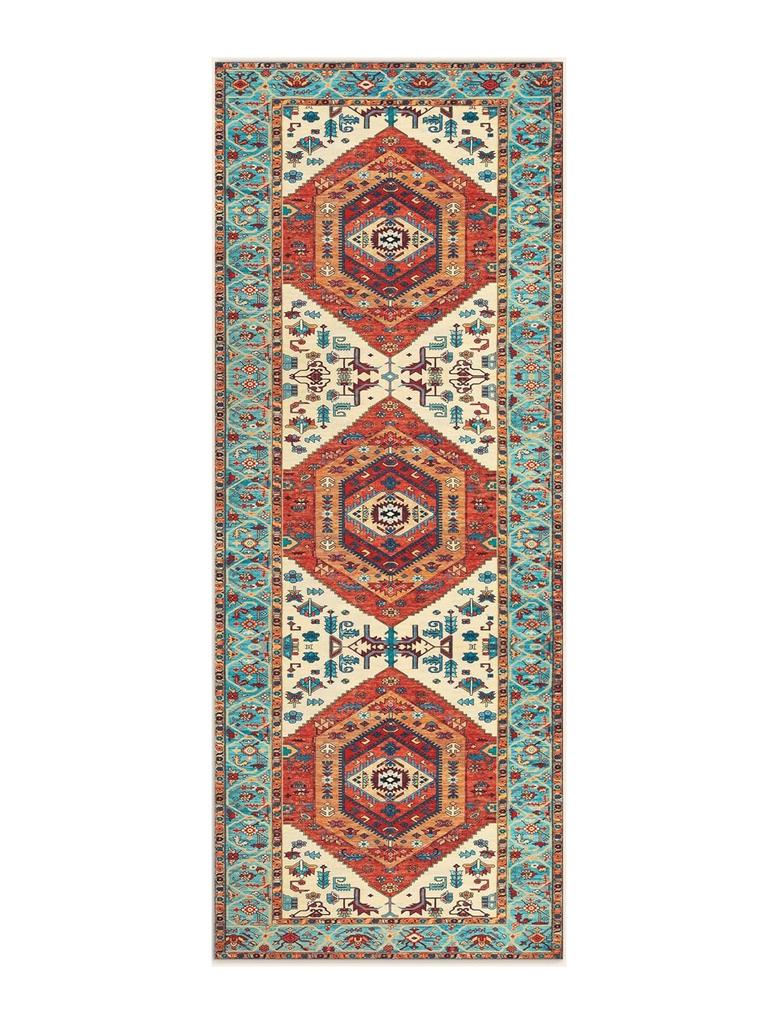 Bohemian Style Runner Rug Retro Light Luxury Kitchen Carpets Fashionable Creative Machine Washable Non-slip Corridor Mats Tapis
