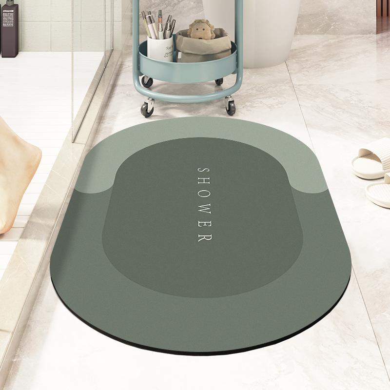Впитывающий коврик для туалетной двери, нескользящий коврик, быстросохнущий, мягкий, диатомовый, грязевой, туалетный коврик для ванной комнаты, овальный