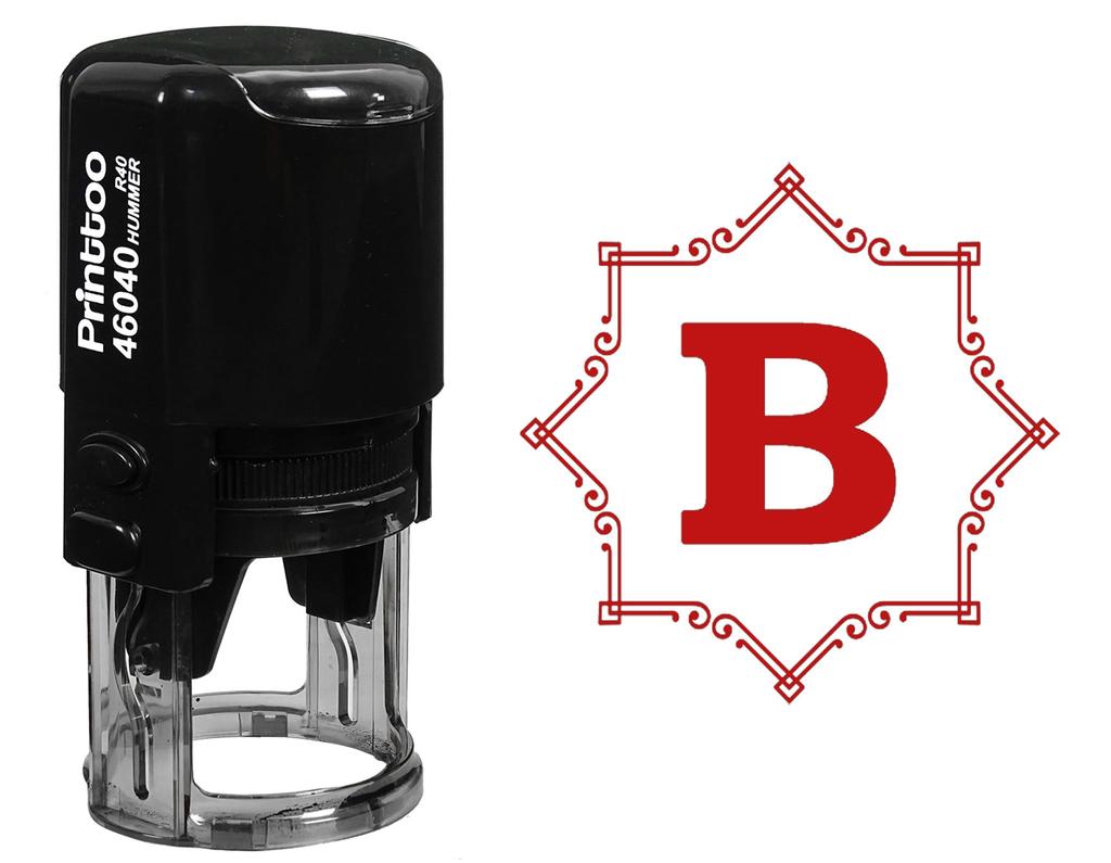 Printtoo R-40 Octagon Celtic Swirl Frame Alphabet B Monogram Self Inking Rubber Stamp Office