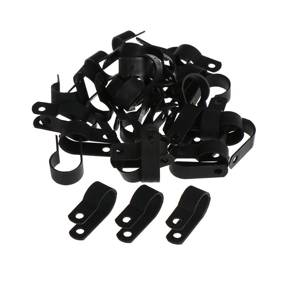 100PCS High quality Hardware Electrical Fittings Useful Nylon Cable Clamp Pipe Mounting Fix Wiring Hose Fasteners R-Type Clip