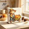 Thanksgiving Dinner Table Accessories Fall Scarecrow Wooden Napkin Holder, Harvest Pumpkin Decorative Stand for Kitchen Dispenser, Farmhouse Tabletop