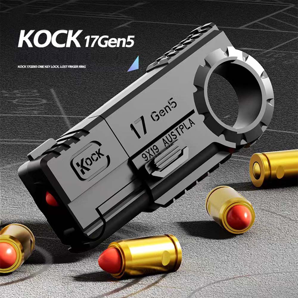 Toy Gun For Kids EDC Decompression Shell Ejecting Ring Pistol Anxiety Autism Stress Relief