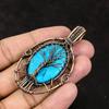 Кулон Древо Жизни с Аризонской бирюзой, обмотанный медной проволокой, ювелирное изделие с драгоценным камнем, кулон ручной работы, подарок для любви, украшение с Аризонской бирюзой