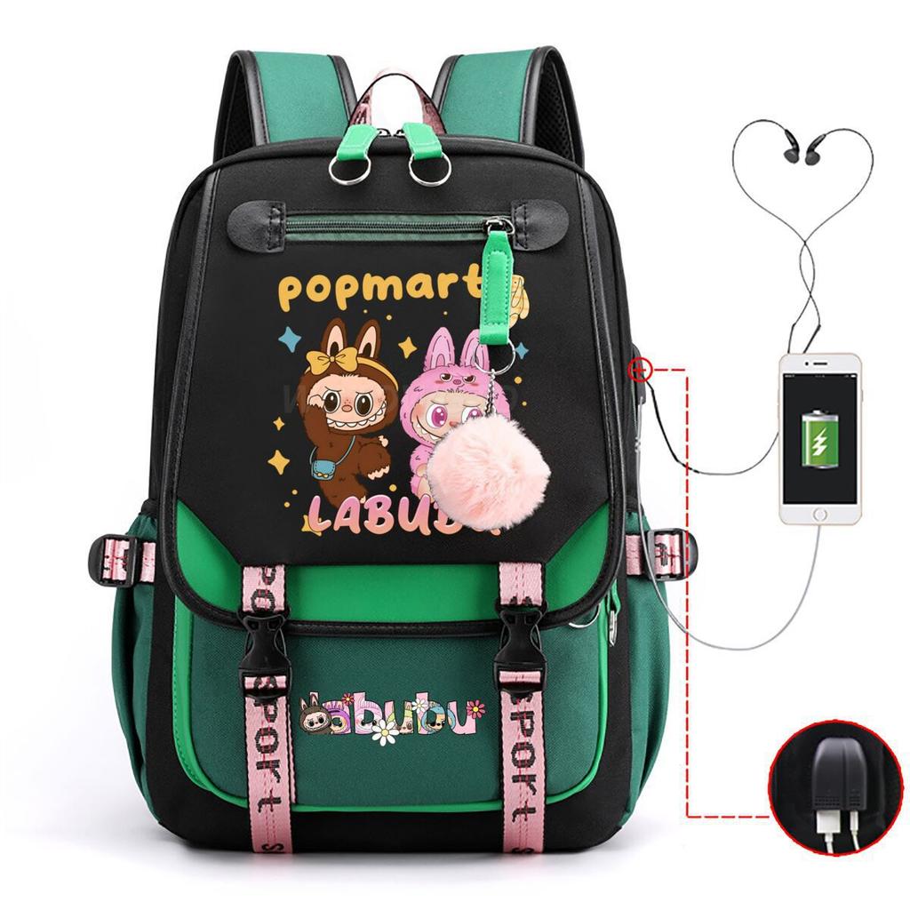 Милый рюкзак с мультяшным принтом LABUBU для учеников средней школы, вместительная школьная сумка в стиле инс