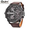 Oulm HP3548 Men Big Watches Luxury Brand Two Time Zone Quartz Watch Large Dial Casual Sport Male Wristwatch