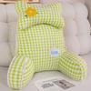 1pcs Pink Checkered Fabric Bedhead Soft Bag with Large Backrest Student Dormitory Reading and Playing Mobile Phone Waist Pads Office Seat Cushion
