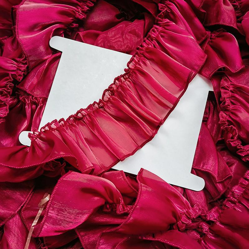 5M Satin Pleated Ribbon Trim Lace Fabric Ruffle Cuffs Cake Skirt Decorative Collar Tulle Frill Ribbon Dress Clothing Diy Crafts