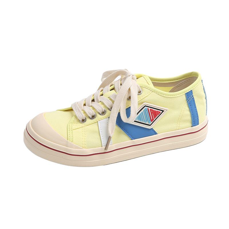 Дофаминовое сочетание цветов, платформа, парусиновые туфли, женские, 2025, новая мода, универсальные, удобные, дышащие, спортивные и повседневные туфли