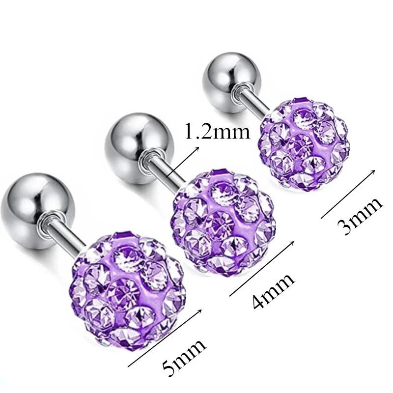 Multicolor Epoxy Ball Ear Tragus Ring Set 5pcs 316L Stainless Steel Surgical Cartilage Earring Fashion Girls Ear Children's Gift