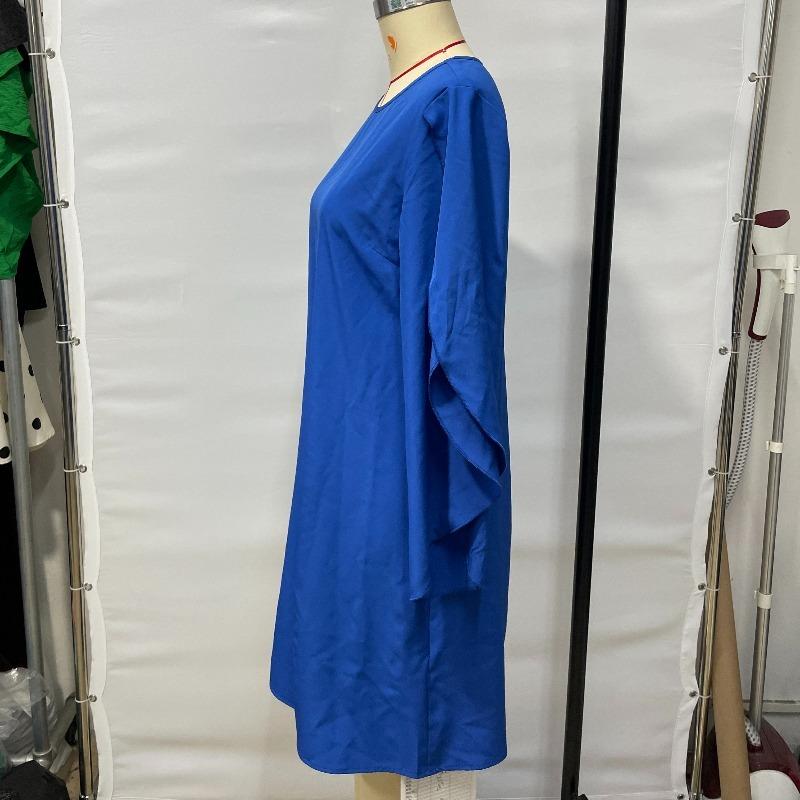 Летнее круглое шея накидка с коротким рукавом свободные женские повседневные платья элегантное синее платье больших размеров для женщин модное винтажное однотонное женское короткое платье 25913