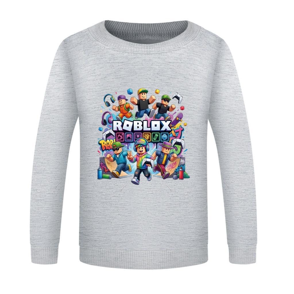 5573 Мальчики Девочки Roblox Игра Принт Круглый Вырез Длинный Рукав Толстовка Топ