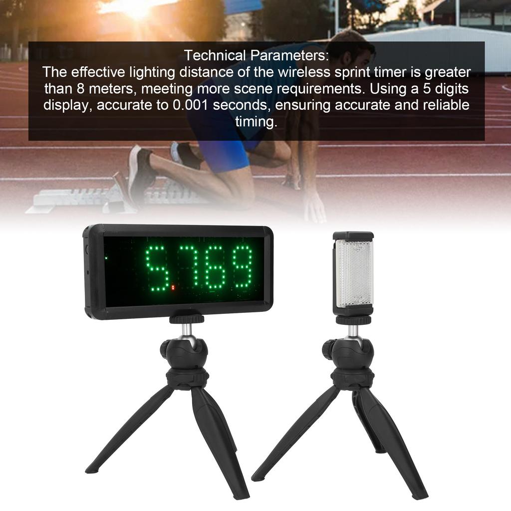 Wireless Sprint Timer Battery Powered Laser Stopwatch Timing Clock for Motorcycle Cycling Speed Training Short Run Race
