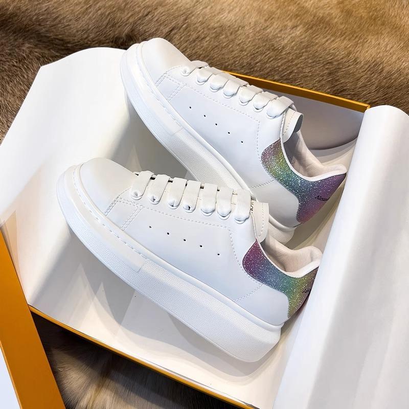 Little white shoes women's new couple leather inner height increase versatile small spring and summer thick baseplate shoes men