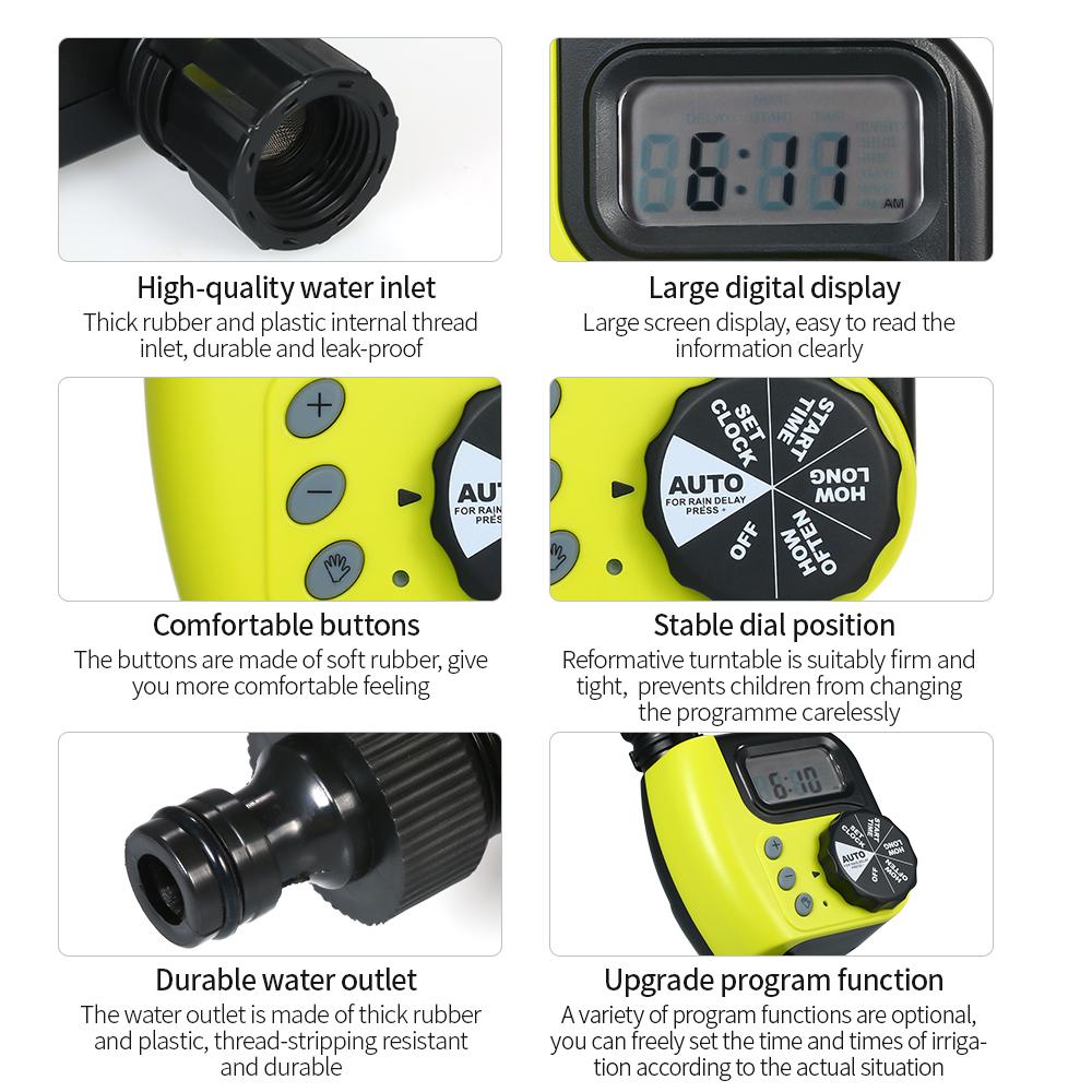 Автоматический таймер подачи воды, контроллер орошения открытого сада, программируемый таймер для шланга с 1 выходом