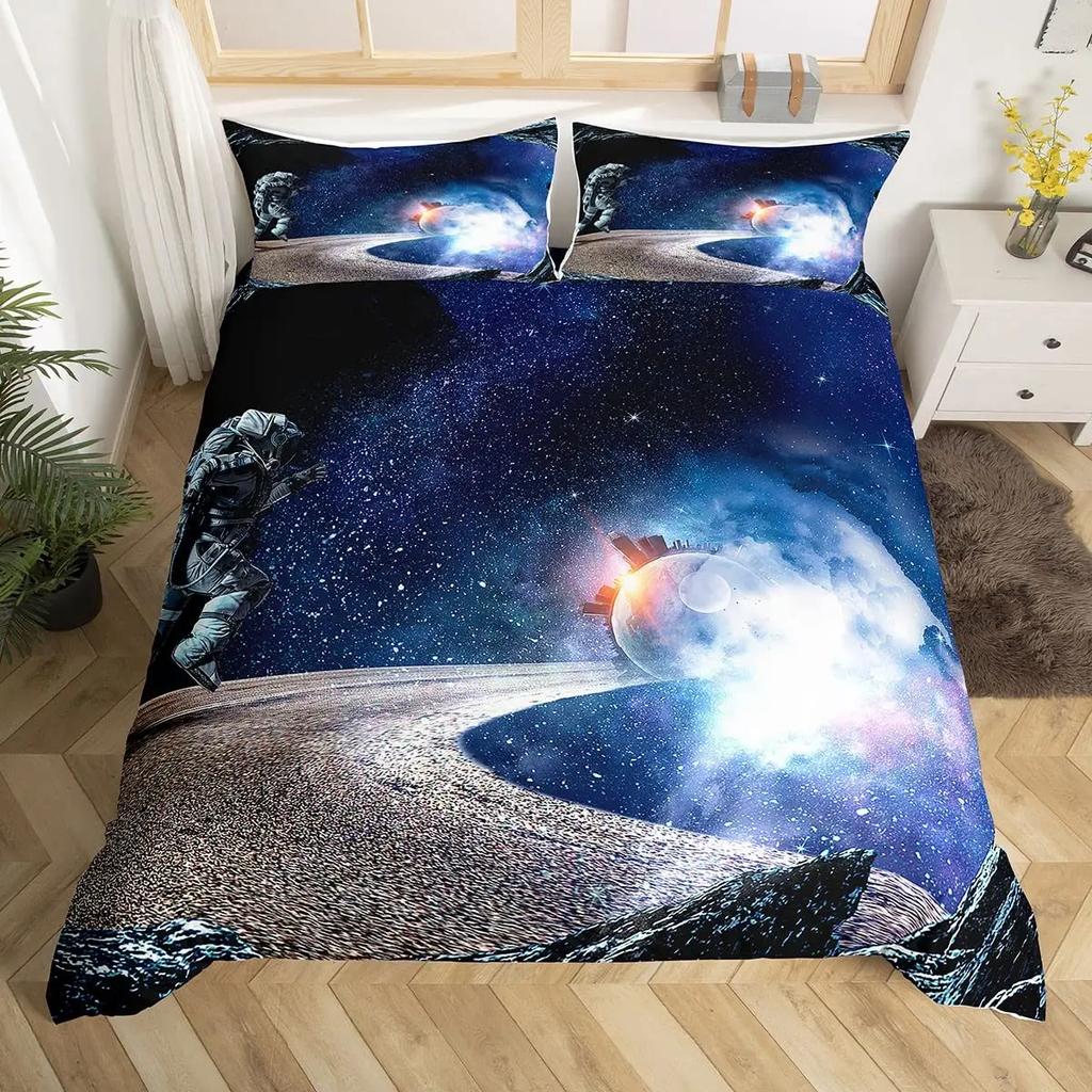 Comforter 2 S Astronaut Queen Size Outer Space Bedding Set 3Pcs For Kids Girls Adultscomforter Soft With