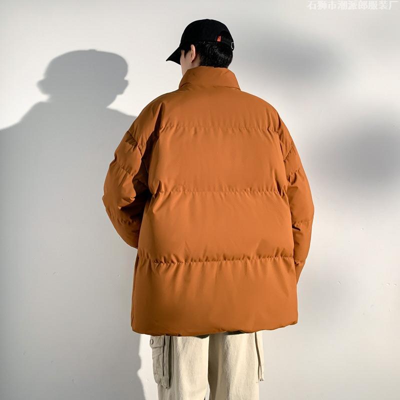 Зимняя новинка, простая спортивная утепленная хлопковая одежда с воротником-стойкой, однотонное парное свободное трендовое хлопковое пальто