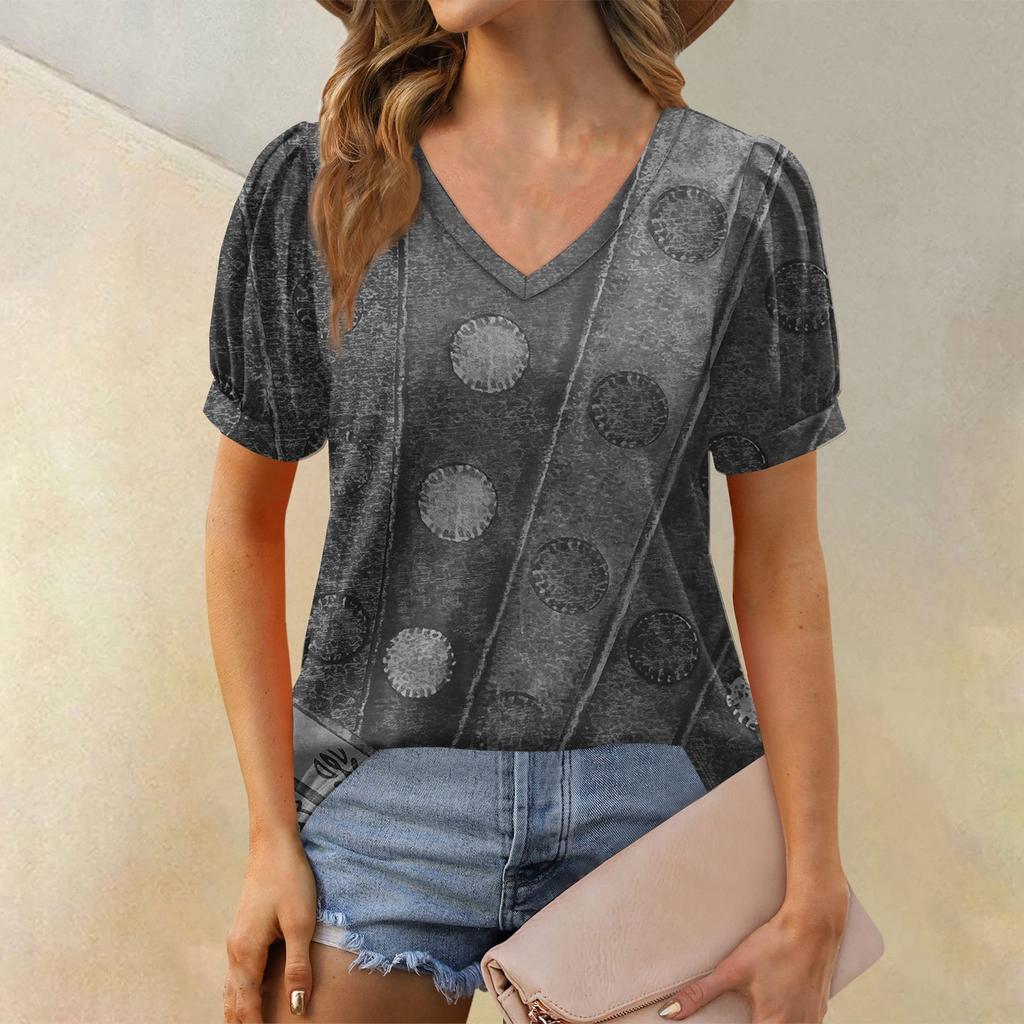 Женская модная футболка с коротким рукавом и V-образным вырезом, с принтом в стиле пэчворк, с цветными блоками, свободная повседневная футболка