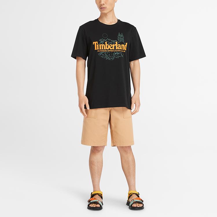 Timberland 2024 Spring Summer New Letter Outdoor Casual Breathable Short Sleeve T-Shirt Men Tops Black A4345-001