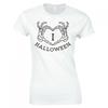 I Love Halloween Skeleton Heart Hands Ladies Skinny Fit TShirt