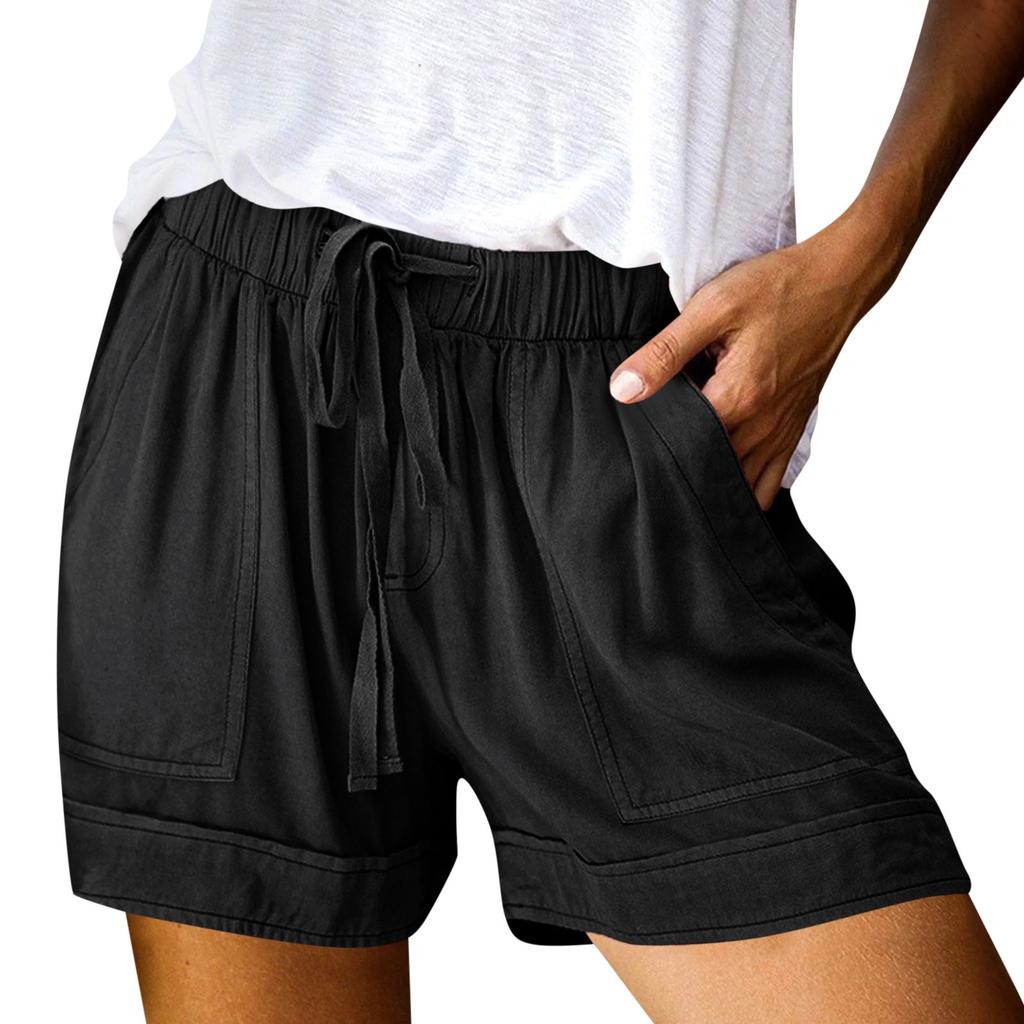 Женские повседневные летние эластичные пляжные шорты однотонные повседневные шорты