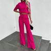 Women's Summer Party Business Suit Short Sleeve + Pants 2 Piece Set
