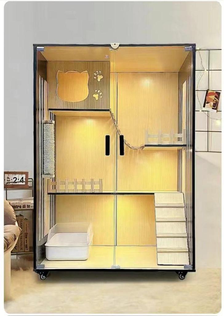 Multi-Layer Wooden Cat Villa: Bed, Cage, & House