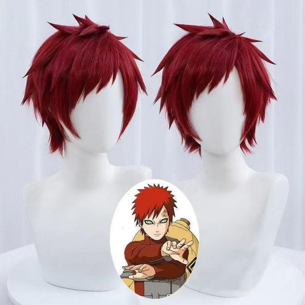 Gaara Cosplay Costume Sand Waterfall Fifth Kazekage Red Hair Shinobi Ninja Tatoo Sticker Set Wig Halloween Xmas