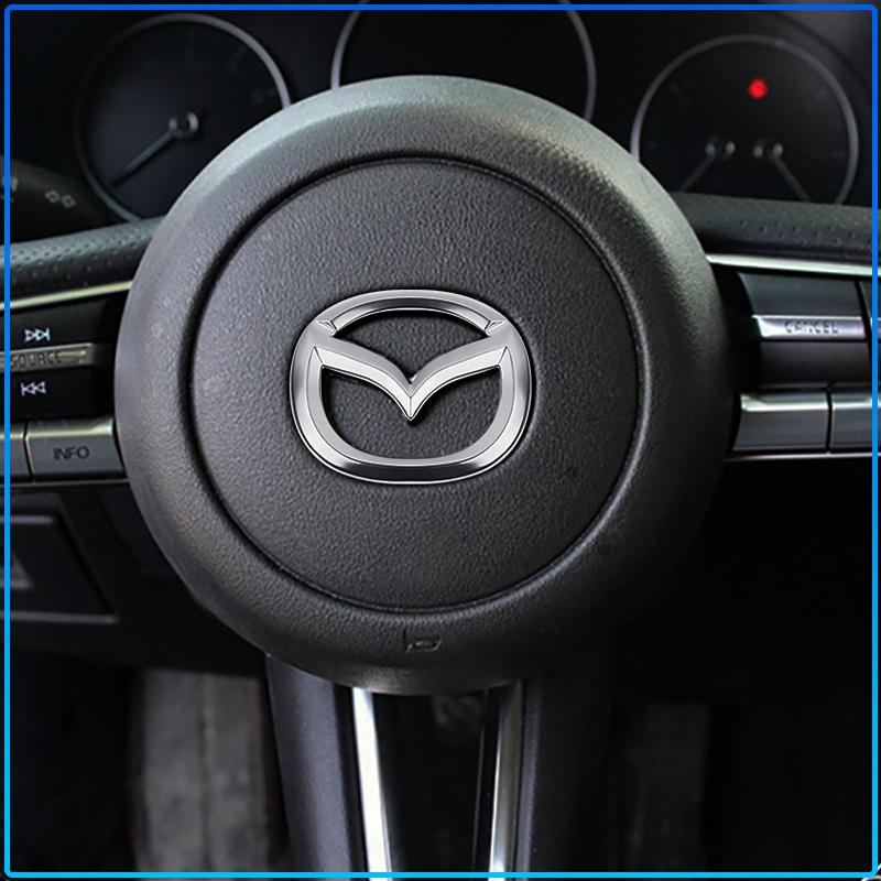 Для Mazda 6 3 CX5 5 2 323 CX7 Demio Atenza Axela MX30 CX30 CX3 CX9 RX8 RX7 ABS Наклейка на центр рулевого колеса автомобиля Аксессуары
