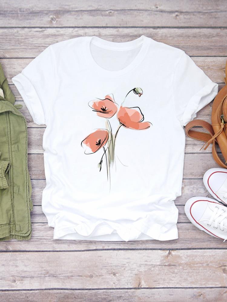 (Asian Size) Women Love Letter Style Cute Trend 90s Short Sleeve Fashion Print Lady Tee Top Clothing Casual Tshirt Female Graphic T-shirts