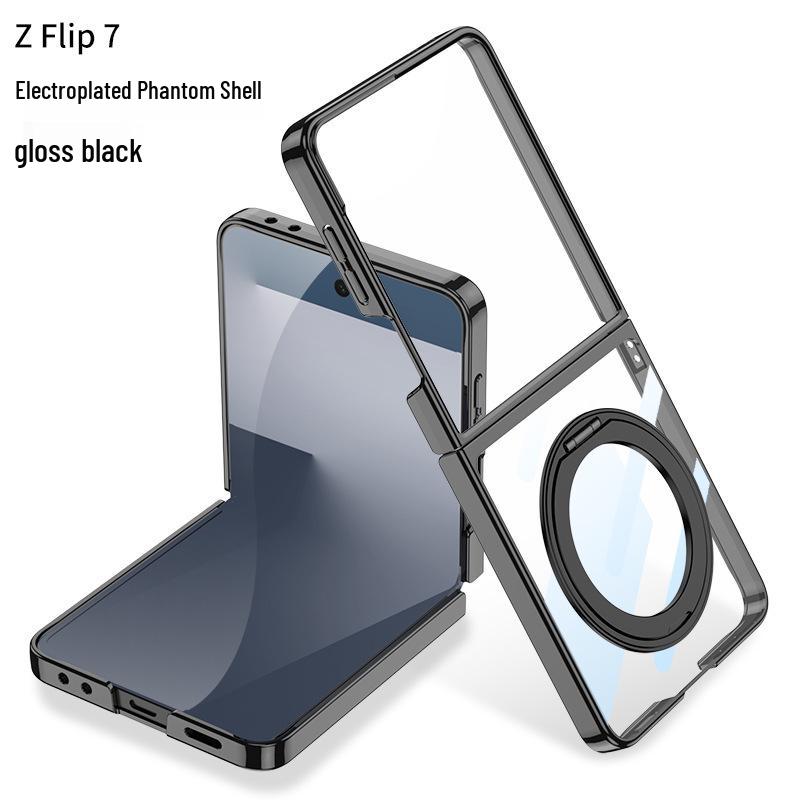 Чехол для Samsung Z Flip7 со складным держателем-кольцом MagSafe с вращением и защитой окна