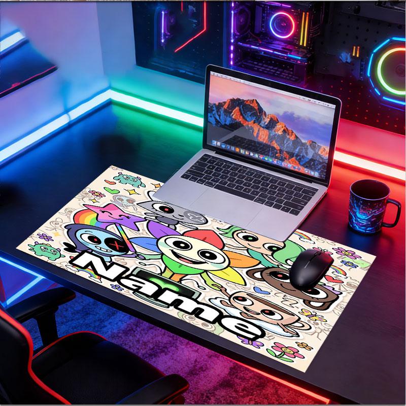 Custom Name Personalized Dandy's World Pattern Mousepad, Laptop PC Desk Mat, Decorative Desk Mat for Home Keyboard Pad Gift
