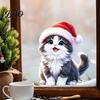 Cute Animal Pattern Stickers Christmas Cat Window Sticker, Kitten Static Cling, Removable Party Supplies Waterproof Holiday PVC Decal for Living Room