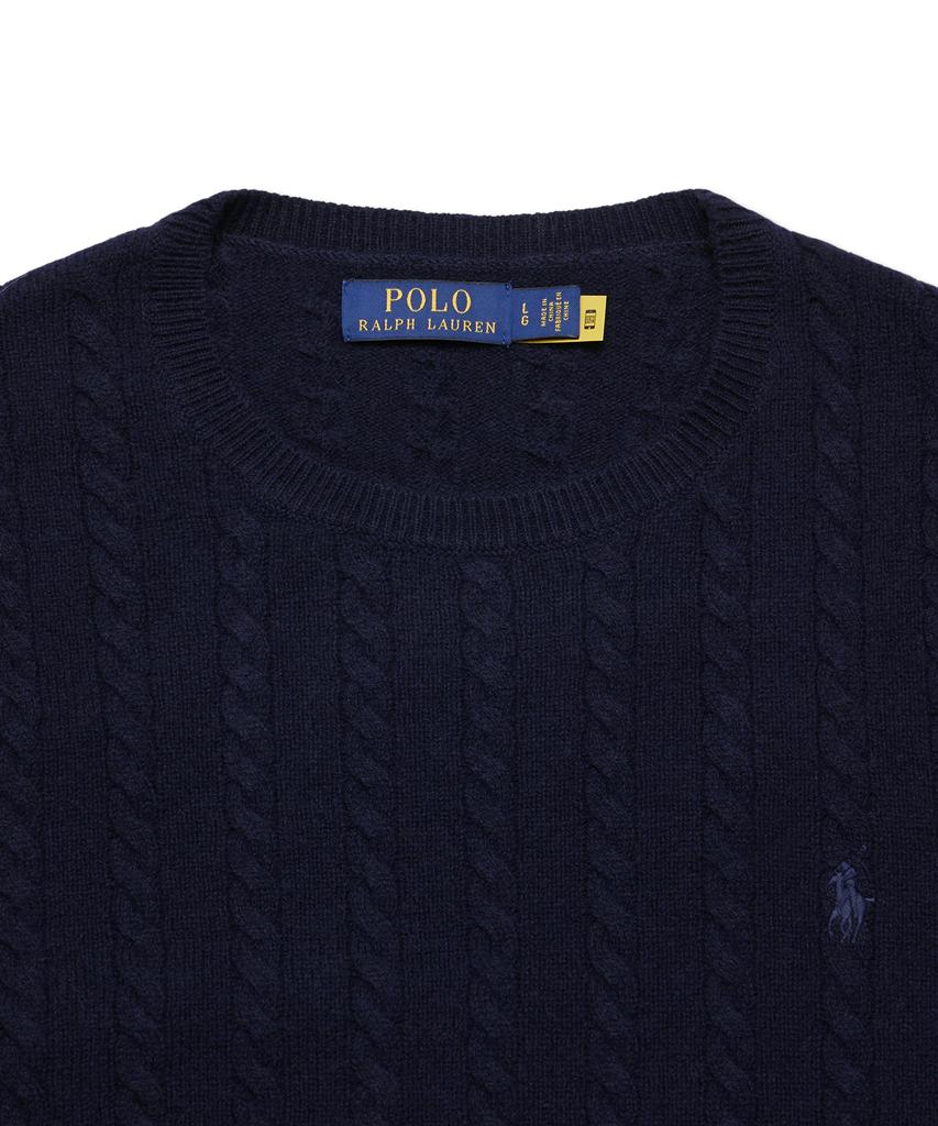 POLO RALPH LAUREN Cable Knit Wool Cotton Sweater - Blue