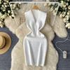 Bodycon Basic Knitting Dress Women Sleeveless V Neck Tank Ladies Elastic Waist Temperament Solid Streetwear Dress