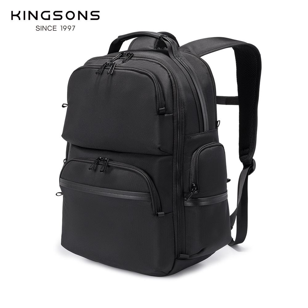Men's Backpack Kingsons Waterproof Polyester Business Commuting Daypack 23L with Luggage Strap Fits 15.6" Laptop & 12.9" Tablet