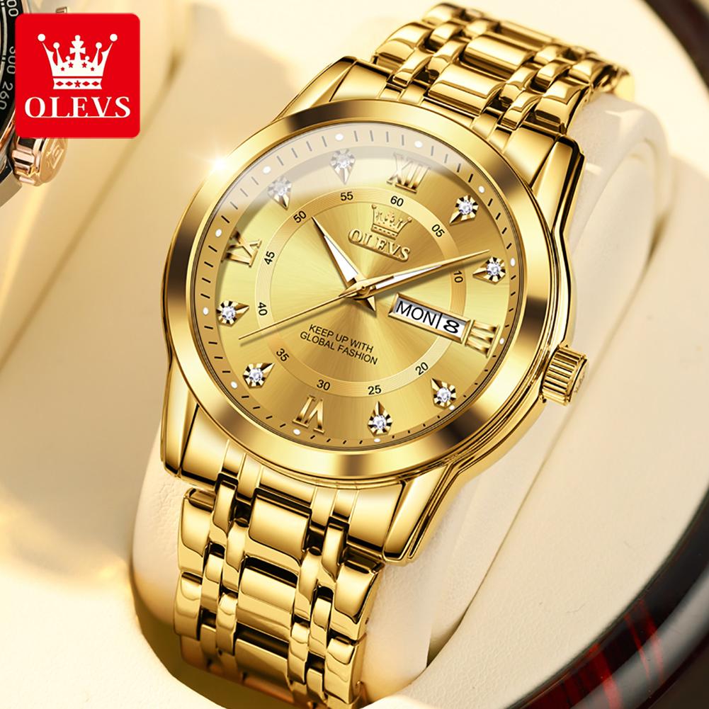 OLEVS brand watch with three-dimensional dial dual calendar quartz watch waterproof men's watch men's watch 5513