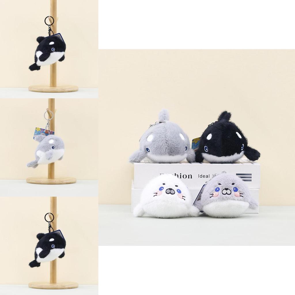 Очаровательные плюшевые брелоки в виде кита и тюленя, мягкие игрушки-животные