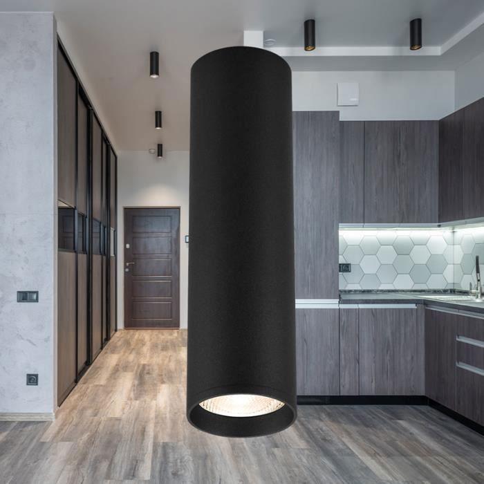 Spot long alu GAMA-5520 rond GU10 35W Noir