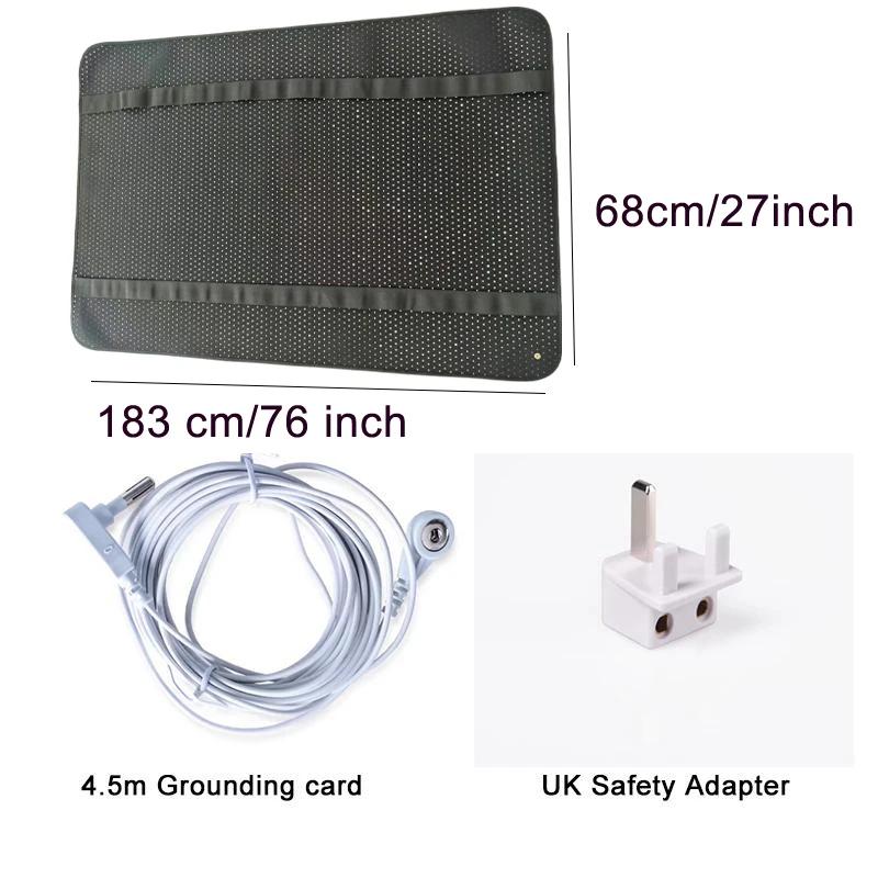 Дышащий заземляющий коврик 27 дюймов × 76 дюймов для кровати, заземляющий коврик для сна, противоскользящий заземляющий матрас из искусственной кожи с заземляющим шнуром