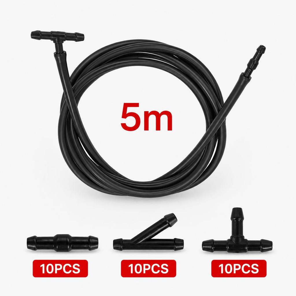Auto 5M Window Wiper Spray Tube T/Y/I Splitter Hose Connector Windshield Washer Soft Tube Car Wiper Tube Set Accessories Hoses Windshield Washer 1