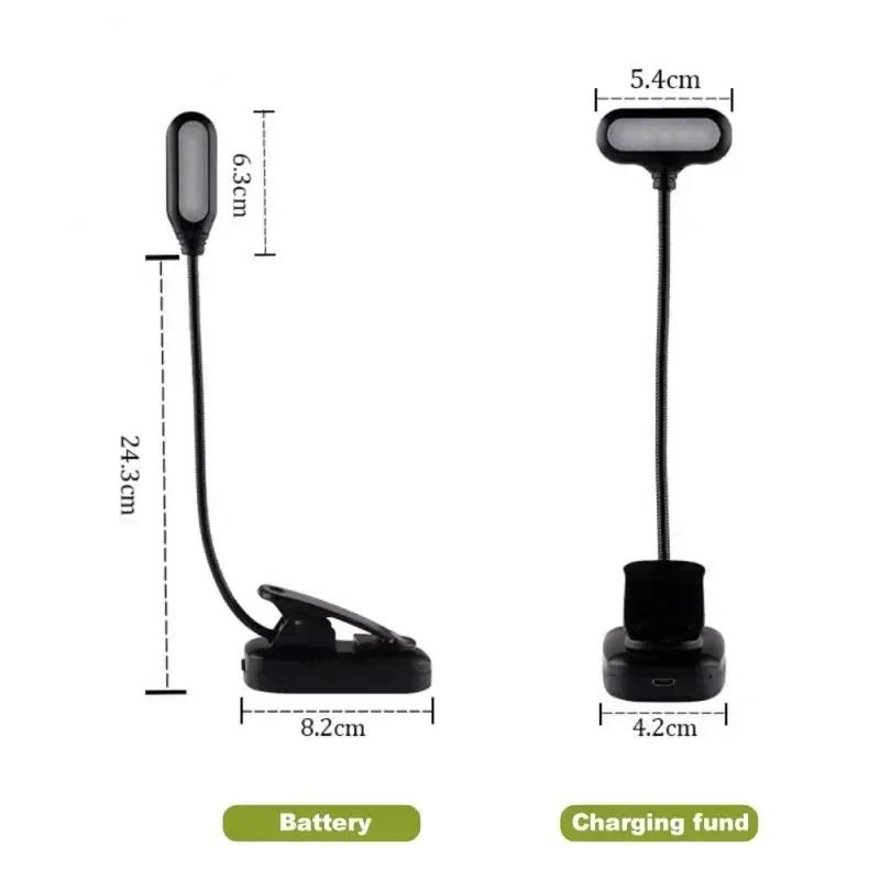 LED Light Lamp Mini Clip-on Lights Battery Book Night Light Lamps Eye Protections Travel Flexible Charging Adjustable Indoor