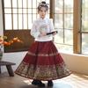 Девочковый бархатный комплект Hanfu с юбкой Ma Mian - Зима 2025, новый китайский стиль для осени/зимы и празднования Нового года