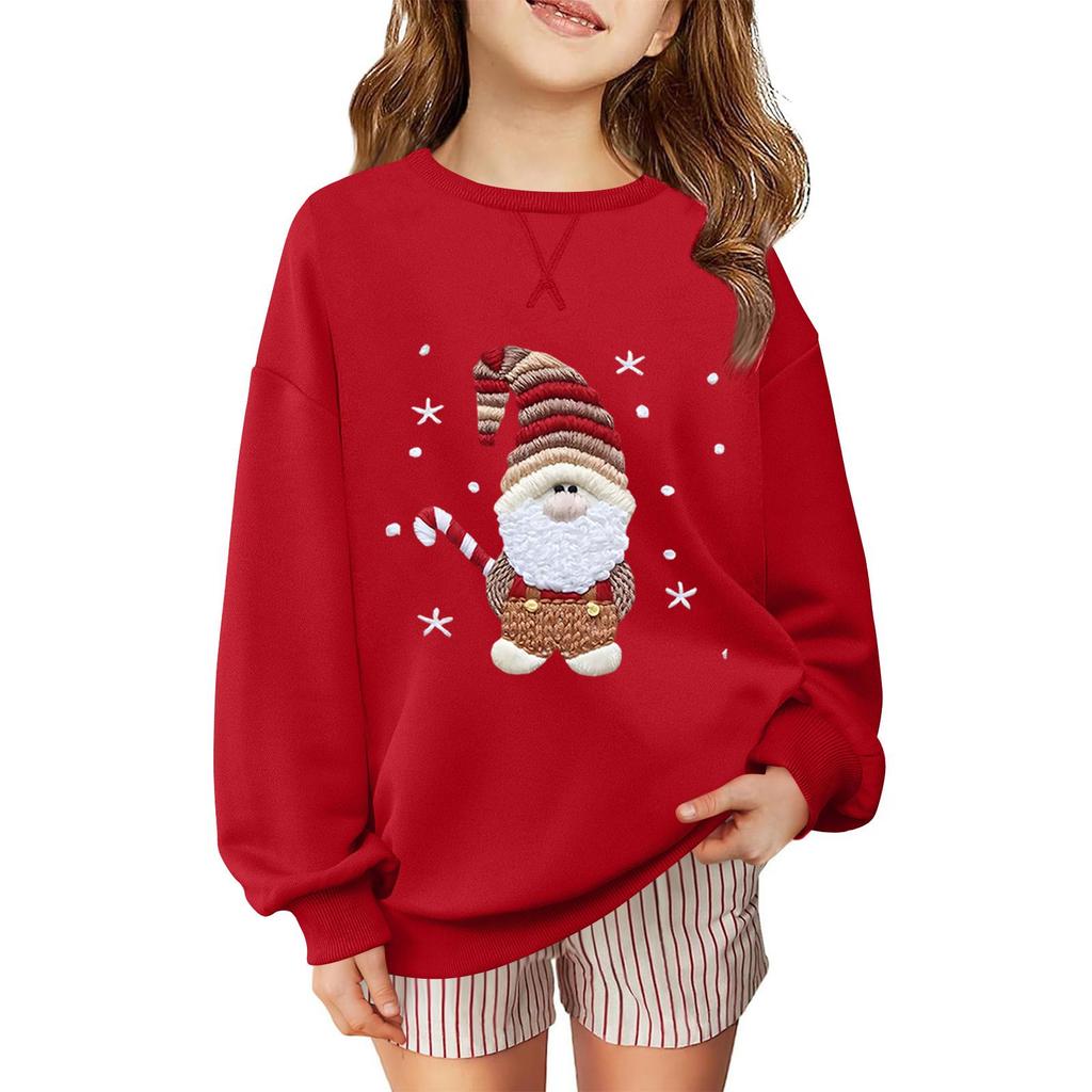 Children's Fashionable Casual Long-sleeved Loose Christmas Print Pullover Sweatshirt